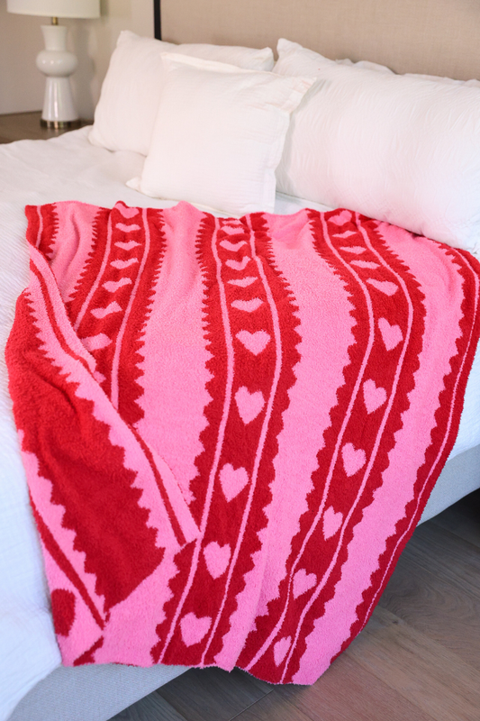 Heartfelt Stripes Blanket: Red/Pink / One Size