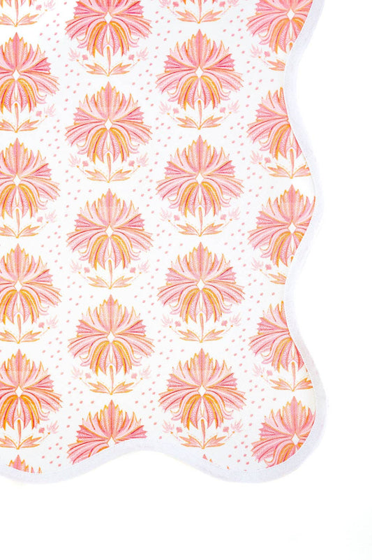 Scalloped Square Table Topper: Lotus Flower