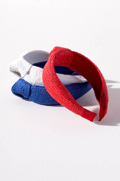 KNOTTED WOVEN HEADBAND: BLUE