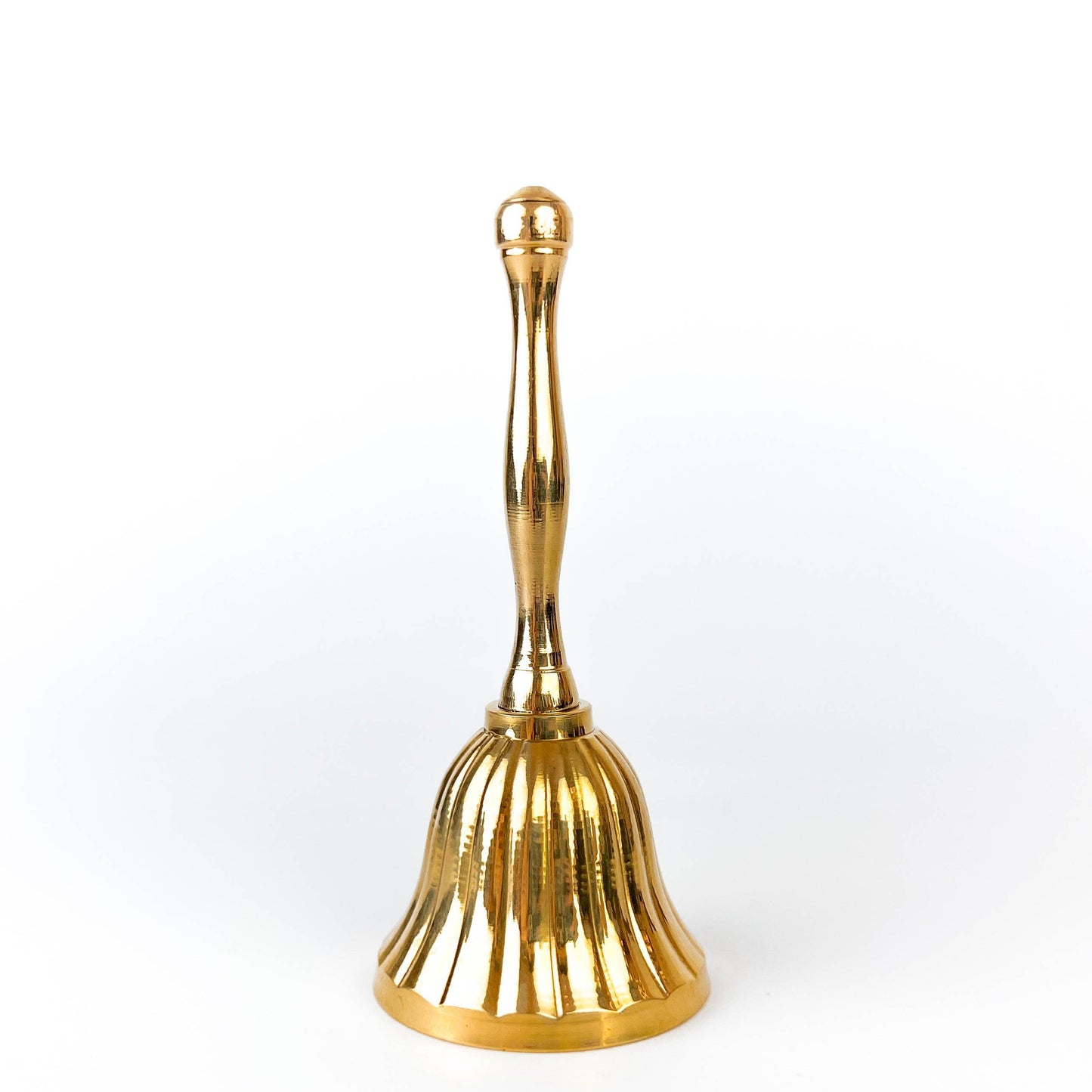 Brass Bell With Decorative Scalloped Outer Bell And Slender