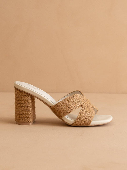 Santiago Raffia Heel: TOFFEE