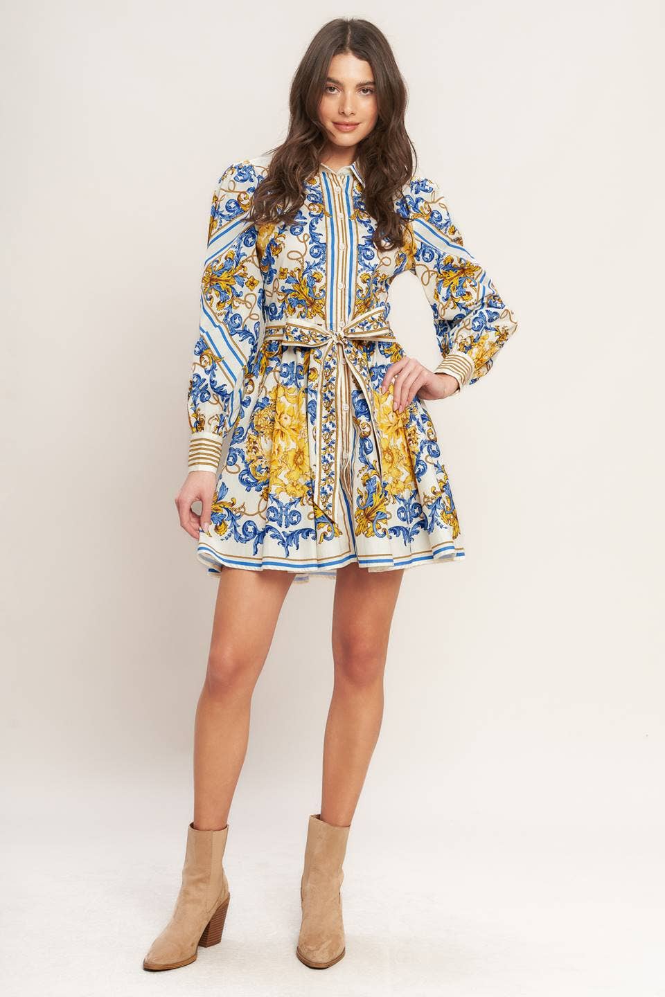 A printed woven mini dress - ID23279: OFF WHITE / Contemporary / S