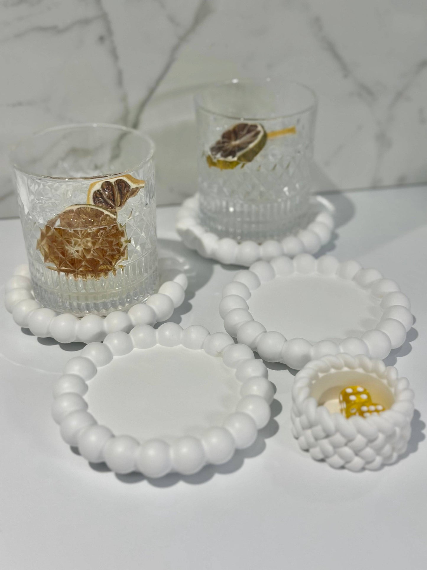 The Lara Lounge Set: Gold Dice (Set of Two) / White / Mahj Edition GOLD