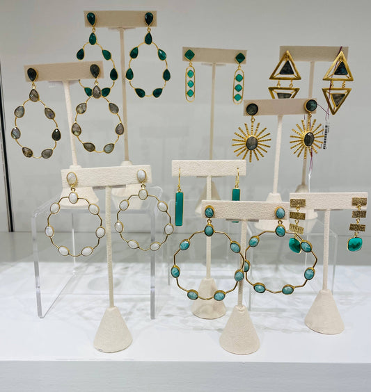 Amazonite Large Open Statement Hoops: Amazonite