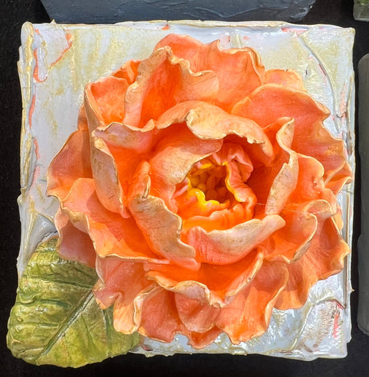 4X4 inch Clay Peony Artwork: White