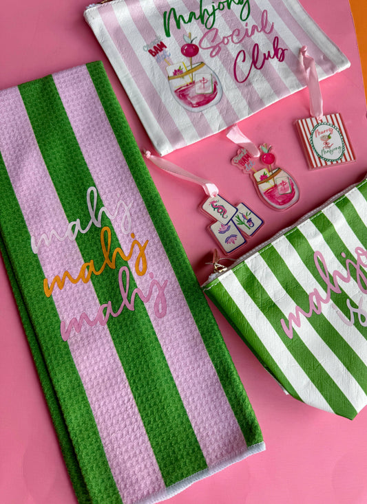 Mahj Mahjong gift towel | microfiber preppy stripe mahj gift