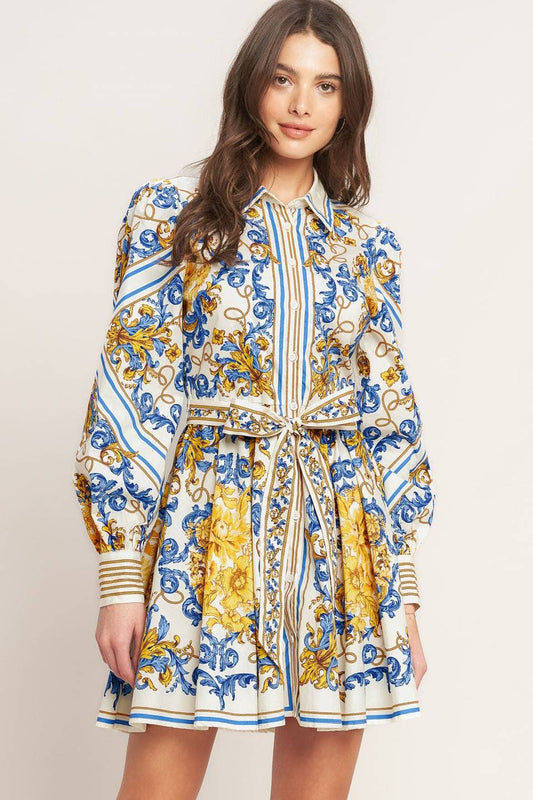 A printed woven mini dress - ID23279: OFF WHITE / Contemporary / S