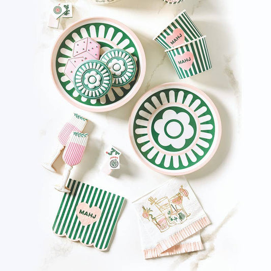 Fringed Cocktail Napkins - Mahjong: 13"L x 7"W
