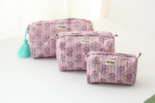 Lavender Motif Travel/ Makeup Bag