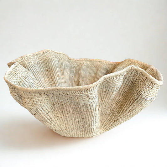 Dramatic Rippled Palm Leaf Dancing Basket: Large