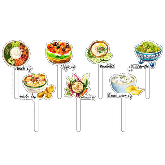 "DON'T FORGET THE DIPS" ACRYLIC CHARCUTERIE STICK COMBO