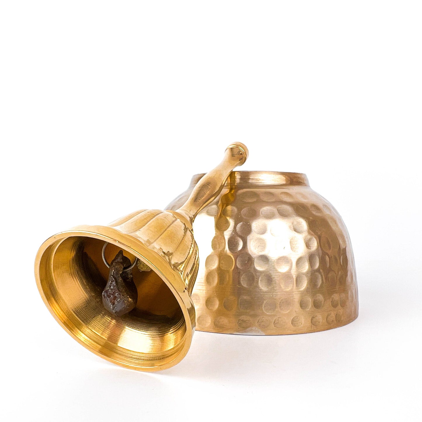 Brass Bell With Decorative Scalloped Outer Bell And Slender