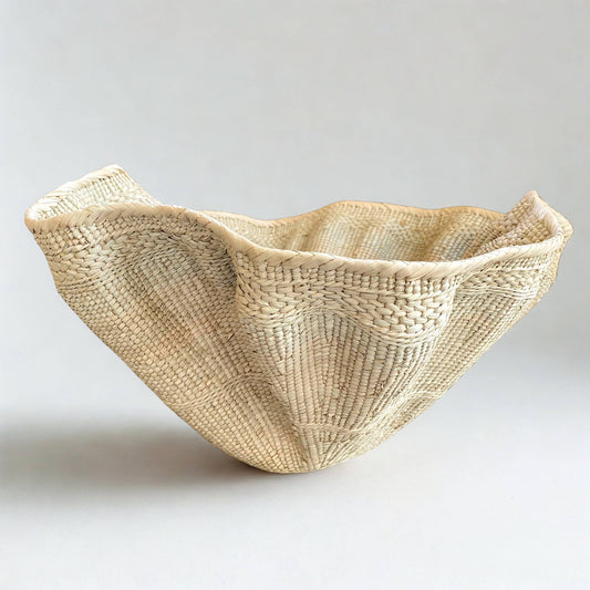 Dramatic Rippled Palm Leaf Dancing Basket: Large