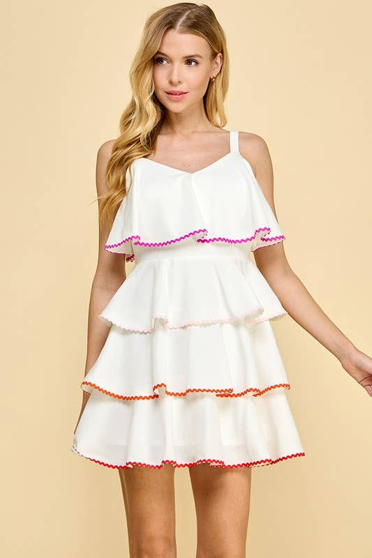 Tiered Ruffle Dress: white