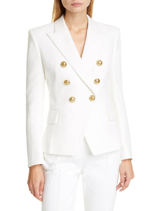 Fashionable Short Double Breasted Suit Jacket: White / S