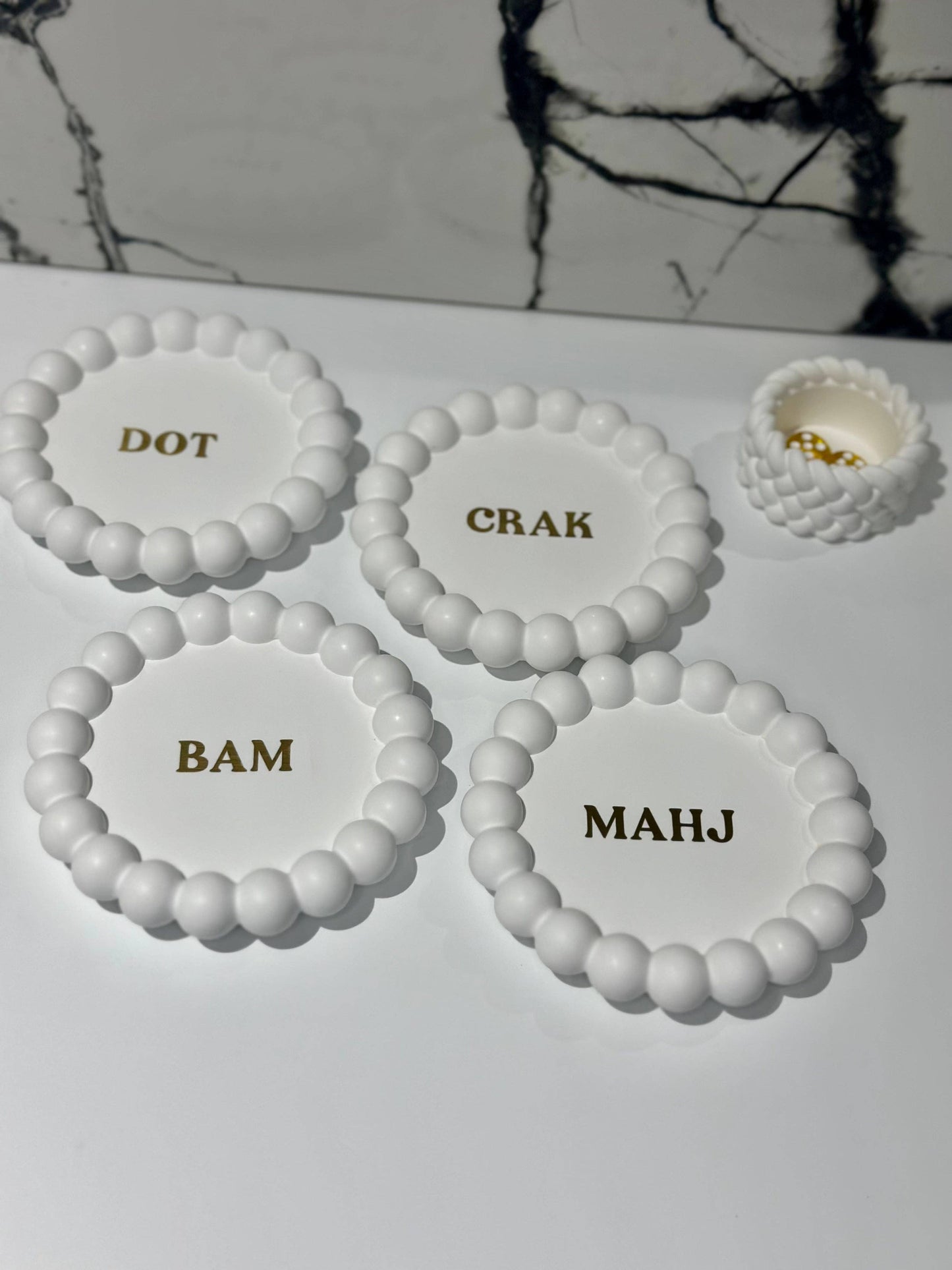 The Lara Lounge Set: Gold Dice (Set of Two) / White / Mahj Edition GOLD