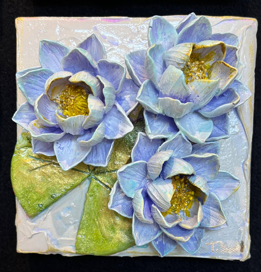6X6 inch Clay Floral Bouquet Artwork - Waterlily