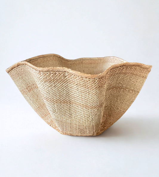 Wavy Palm Leaf Dancing Basket: Large