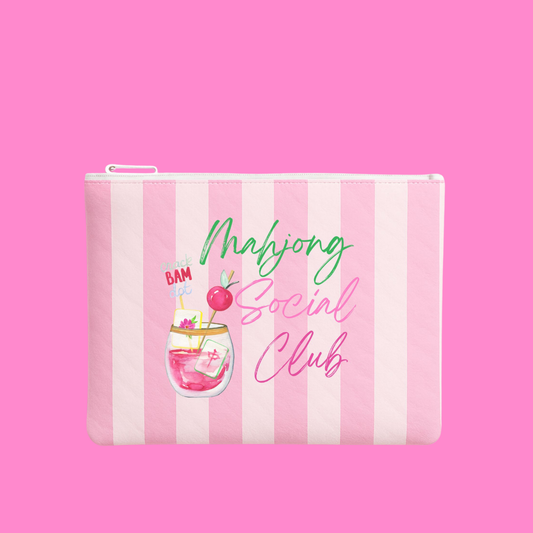 Mahjong Pouch | Mahjong Social Club Flat Zip Mahjong gift