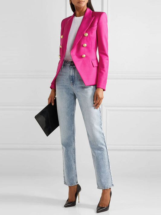 Fashionable Short Double Breasted Suit Jacket: Black / M