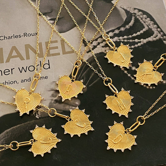 Clip Hanging Initial Heart Necklace: S