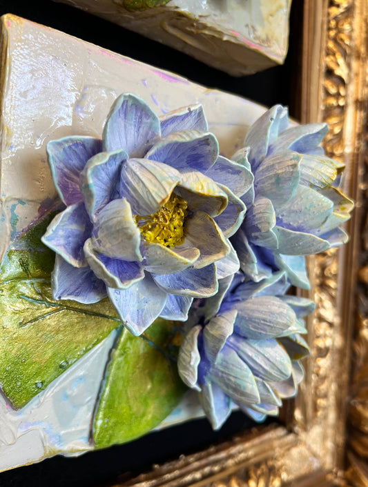 6X6 inch Clay Floral Bouquet Artwork - Waterlily