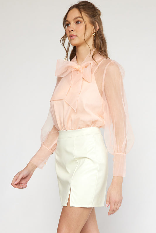 Chiffon Bodysuit: Peach