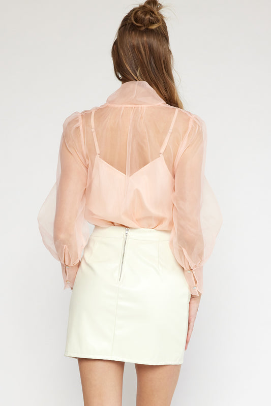 Chiffon Bodysuit: Peach