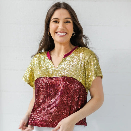 Garnet & Gold Sequin Top