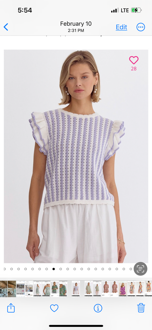 Lavender Stripe Knit Sleeveless Top