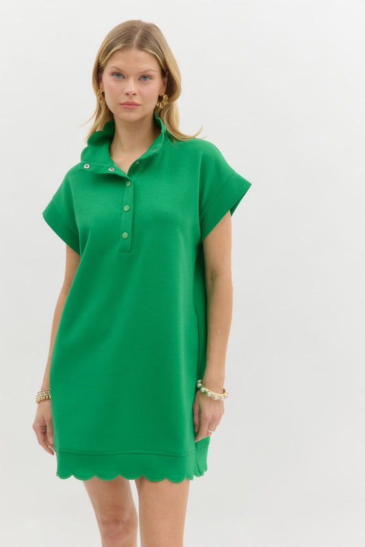 Knit Pullover Dress: Green