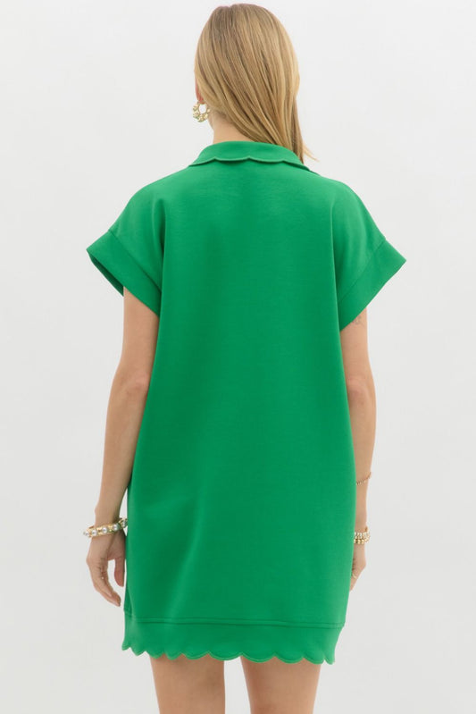 Knit Pullover Dress: Green