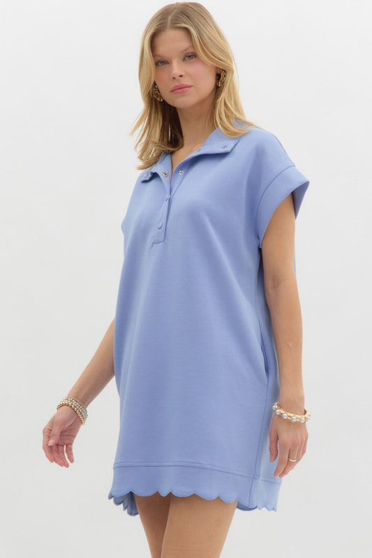 Knit Pullover Dress: Blue