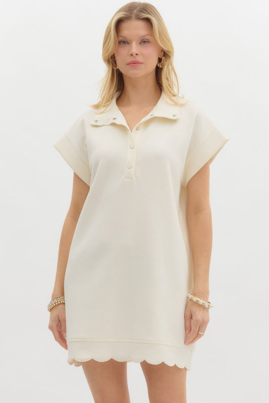 Knit Pullover Dress: Cream