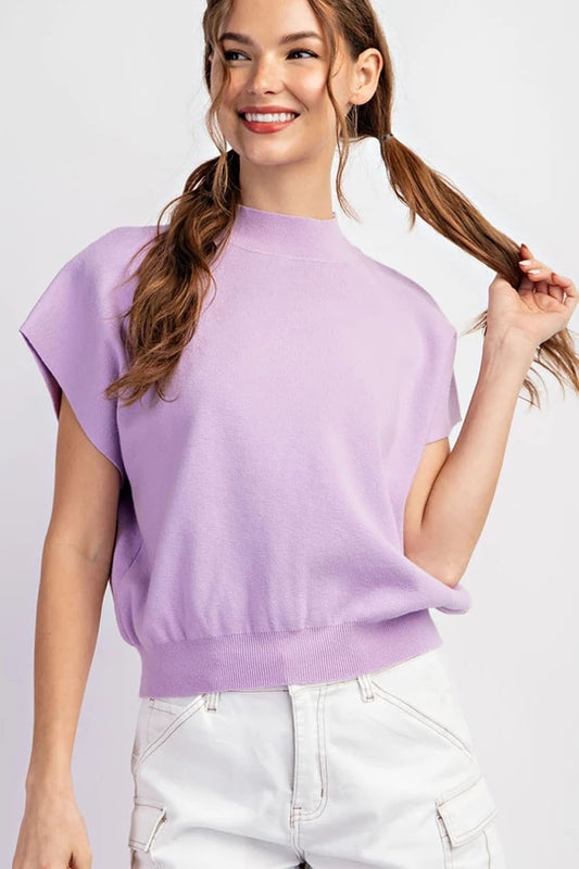 Knit Mock Top: Lavender