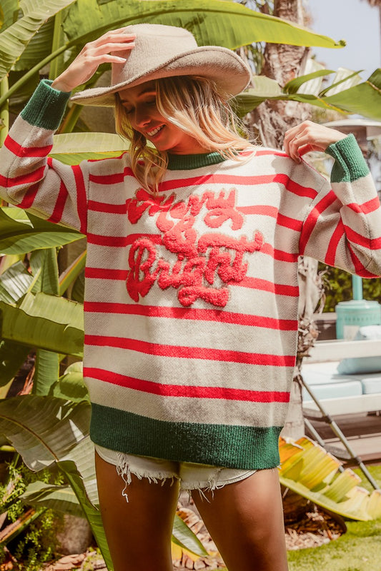 Merry & Bright Stripe Knit Sweater
