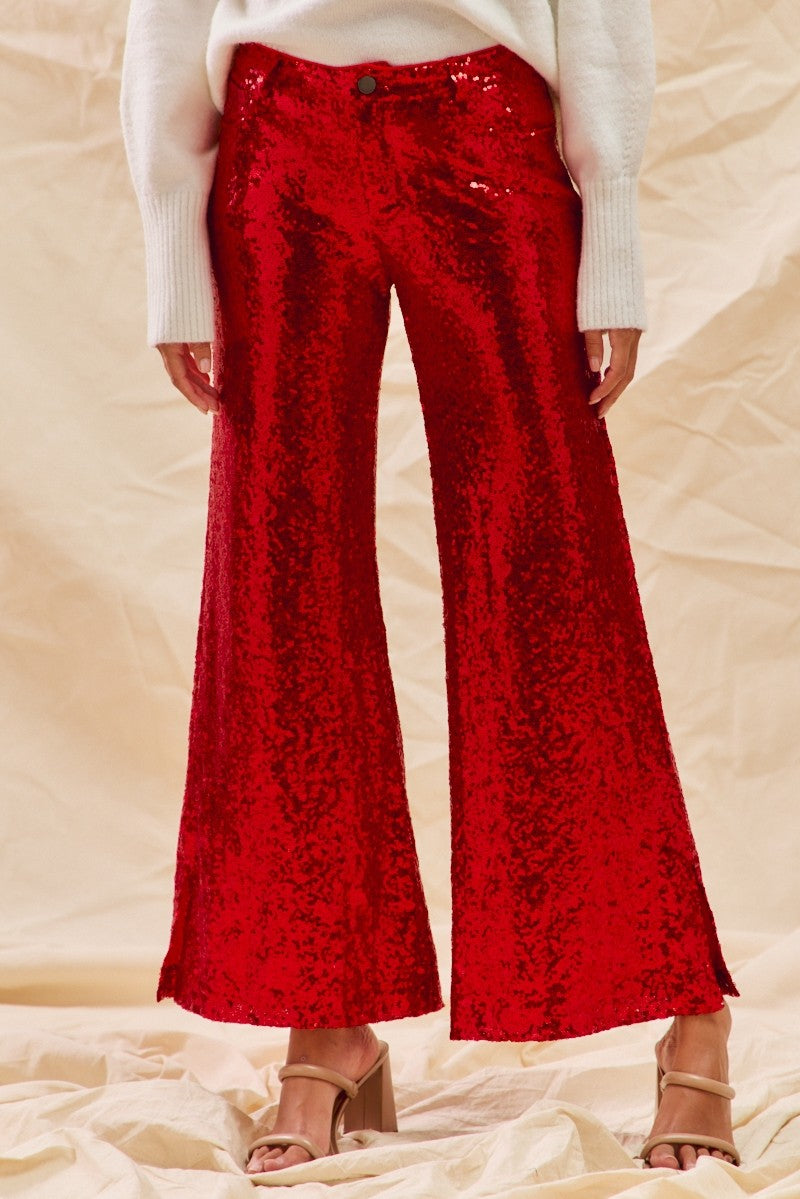 Sequin Wide Leg Flare Pants
