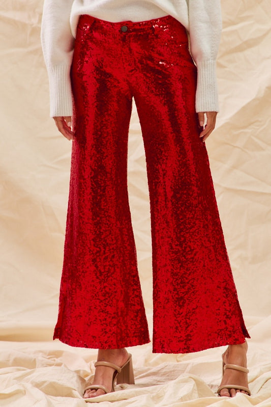 Sequin Wide Leg Flare Pants