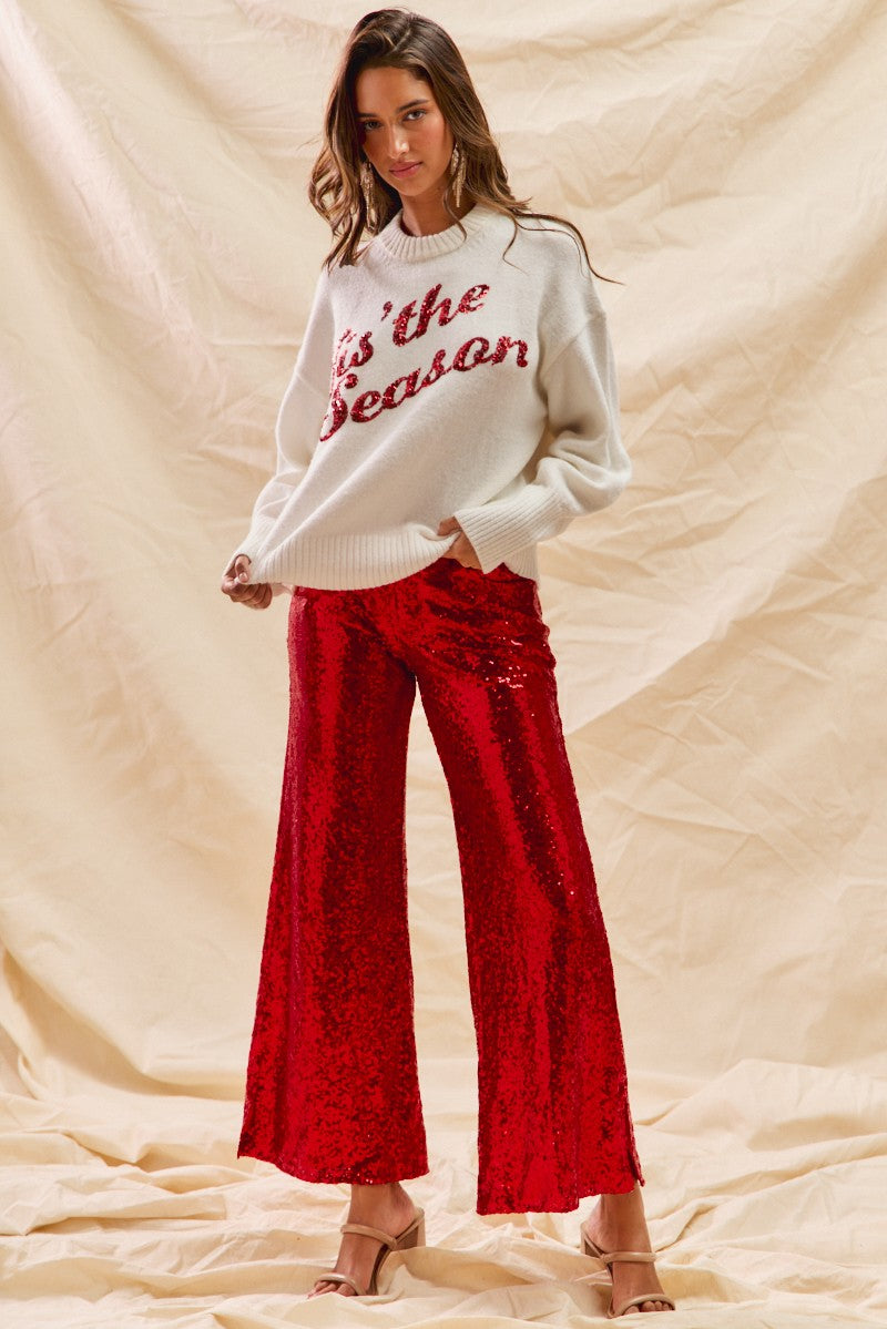 Sequin Wide Leg Flare Pants