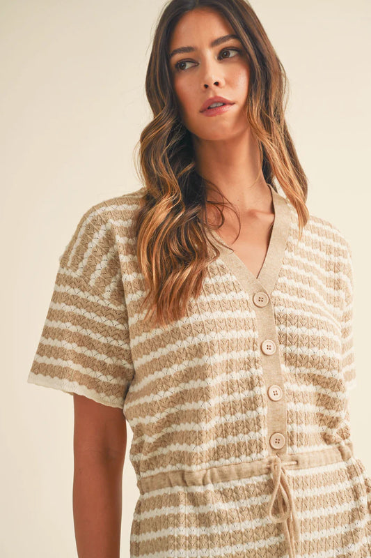 Stripe Short Sleeve Romper