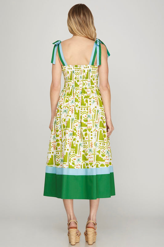 Print Tube Midi Dress: Lime