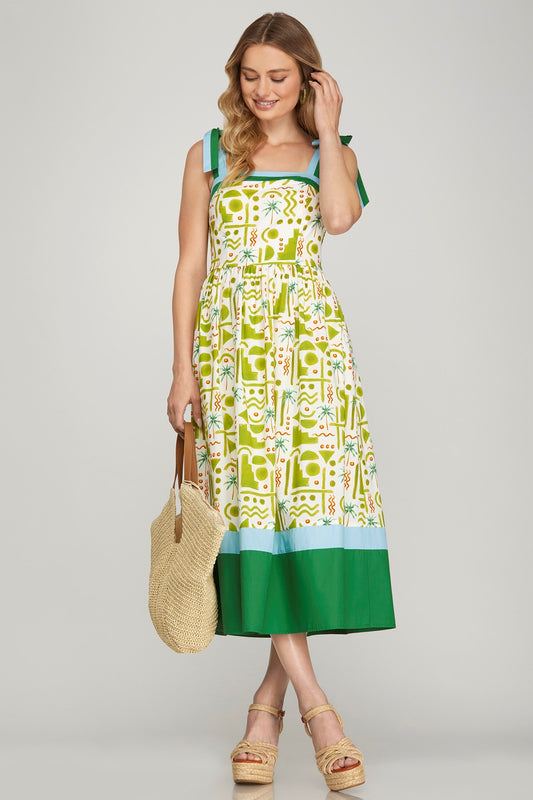 Print Tube Midi Dress: Lime