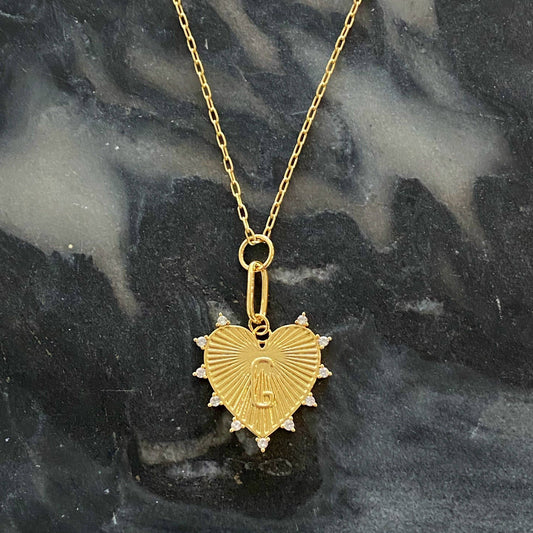 Clip Hanging Initial Heart Necklace: G