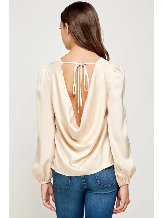Silk Back Detail Top: Ivory