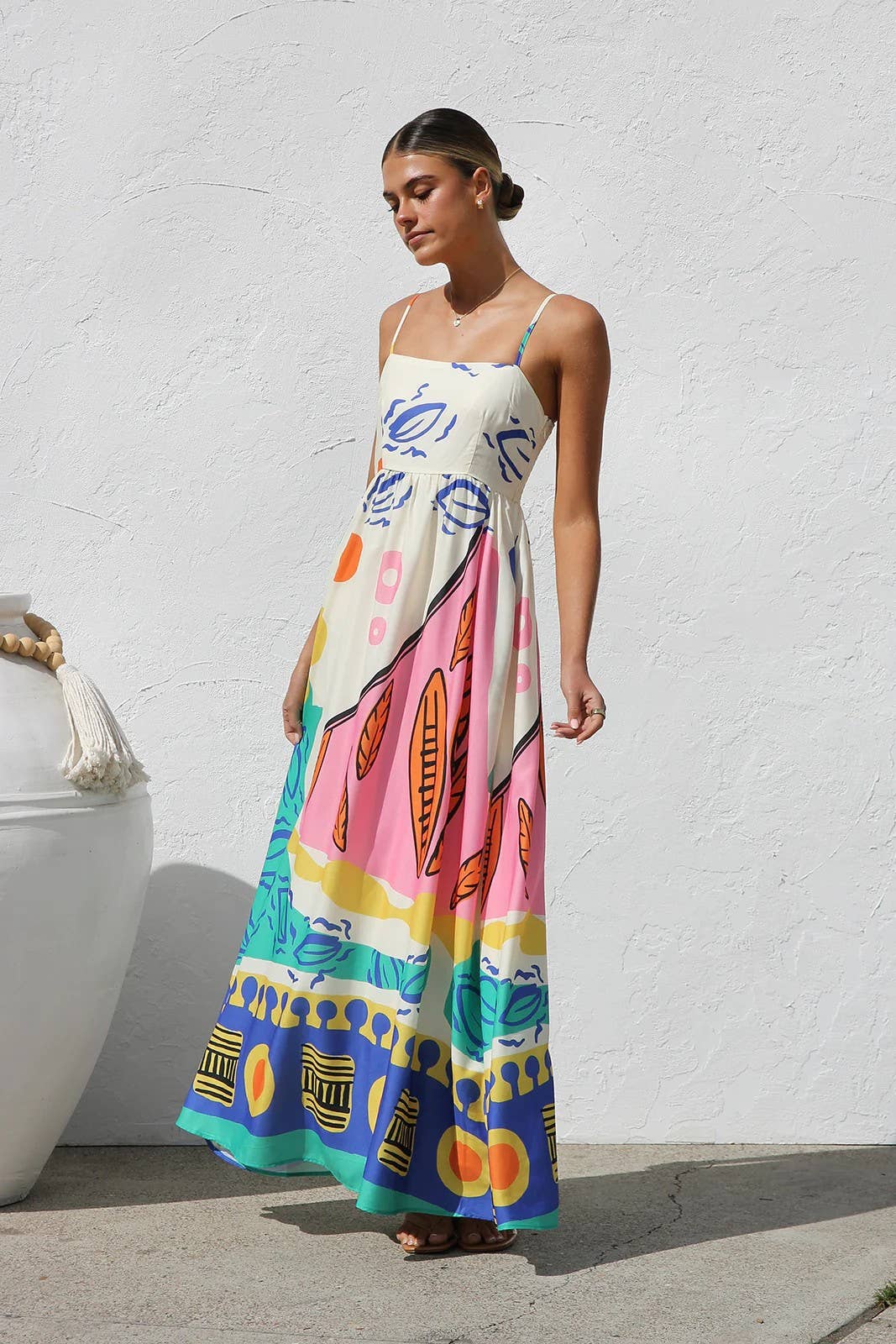 Women's Summer Boho printed sling resort dress