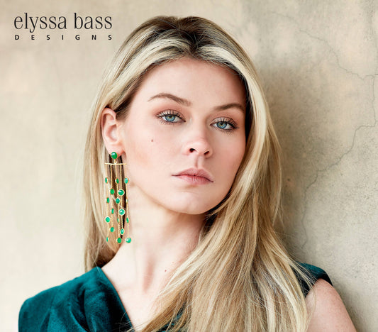 Green Onyx Multi Strand Chandelier Earrings: Green Onyx