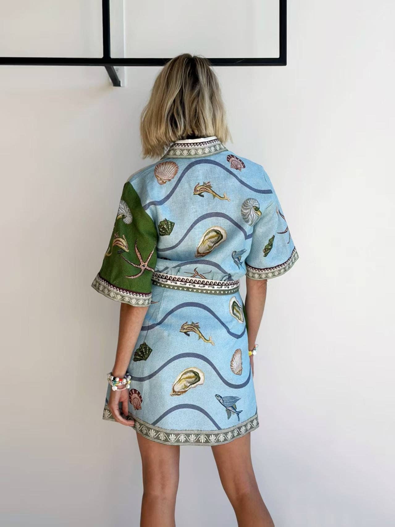 Deep Sea Dreaming Short Sleeve Shirt Dress