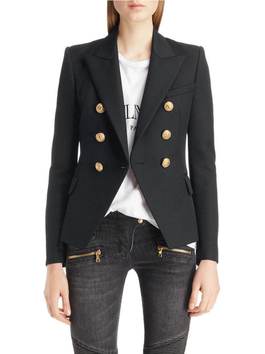 Fashionable Short Double Breasted Suit Jacket: Black