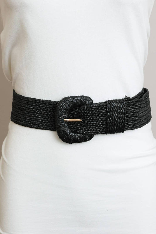 Raffia Belt- Black