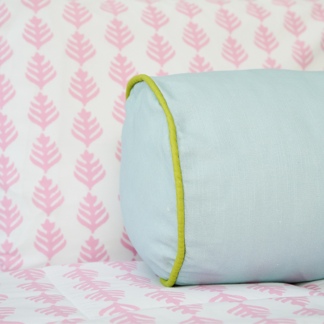 Blue/Green Two-Toned Round Bolster Pillow: King, 9" x 48"